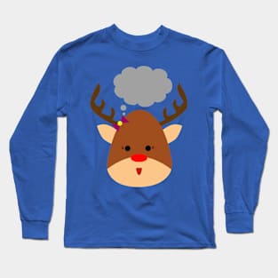 Merry Christmas Reindeer Thinking Long Sleeve T-Shirt